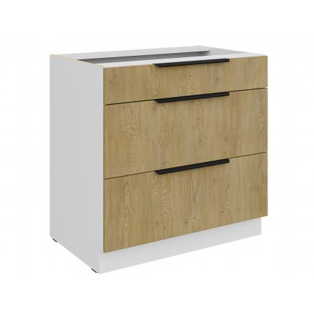 Szafka kuchenna z szufladami 80 cm CREMA dąb cremona / biały mat 80 D 3S BB